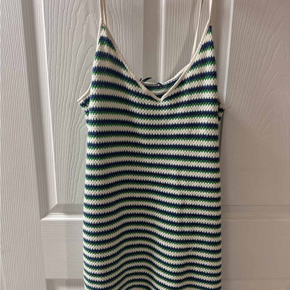 Striped Green and Blue Knit Dress